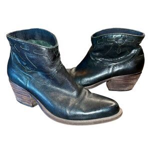 Nine West Black Leather Heeled Ankle Boots